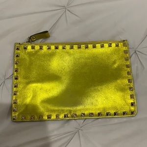Valentino Metallic Yellow Leather Pouch